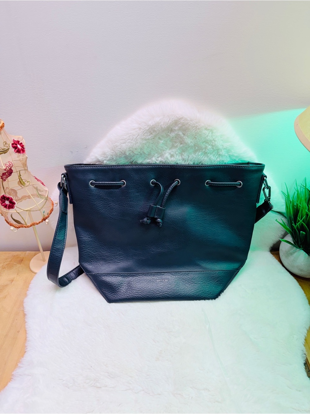 Matt & Nat Navy Shoulder Bag with Adjustable Strap 👜 16W x 10H